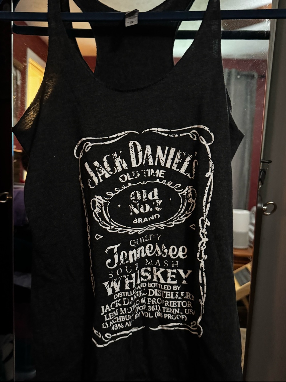 Next Level Apparel Black Tank Top with White Jack Daniels Graphic